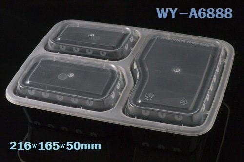 WY-A6888 3칸도시락 반찬 일회용 밀폐용기 전자렌지 사용가능